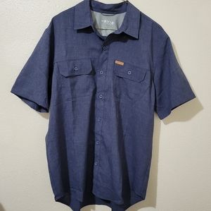 Orvis Blue Button Down Short Sleeve Shirt Men's Size Medium